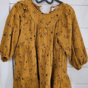 Zara yellow floral print dress
